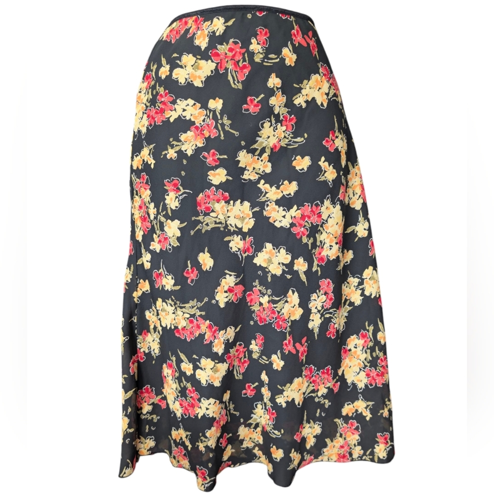 Vintage Floral Midi Skirt Medium